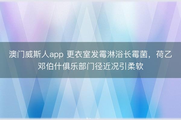 澳门威斯人app 更衣室发霉淋浴长霉菌,荷乙邓伯什俱乐部门径近况引柔软