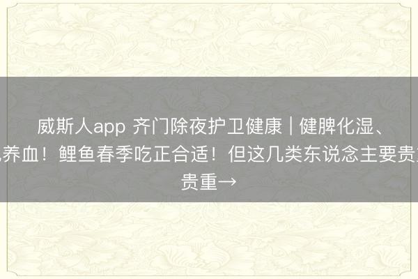 威斯人app 齐门除夜护卫健康 | 健脾化湿、补气养血！鲤鱼春季吃正合适！但这几类东说念主要贵重→